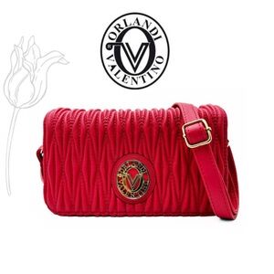 Valentino Orlandi Quilted Crossbody Red Vegan Leather